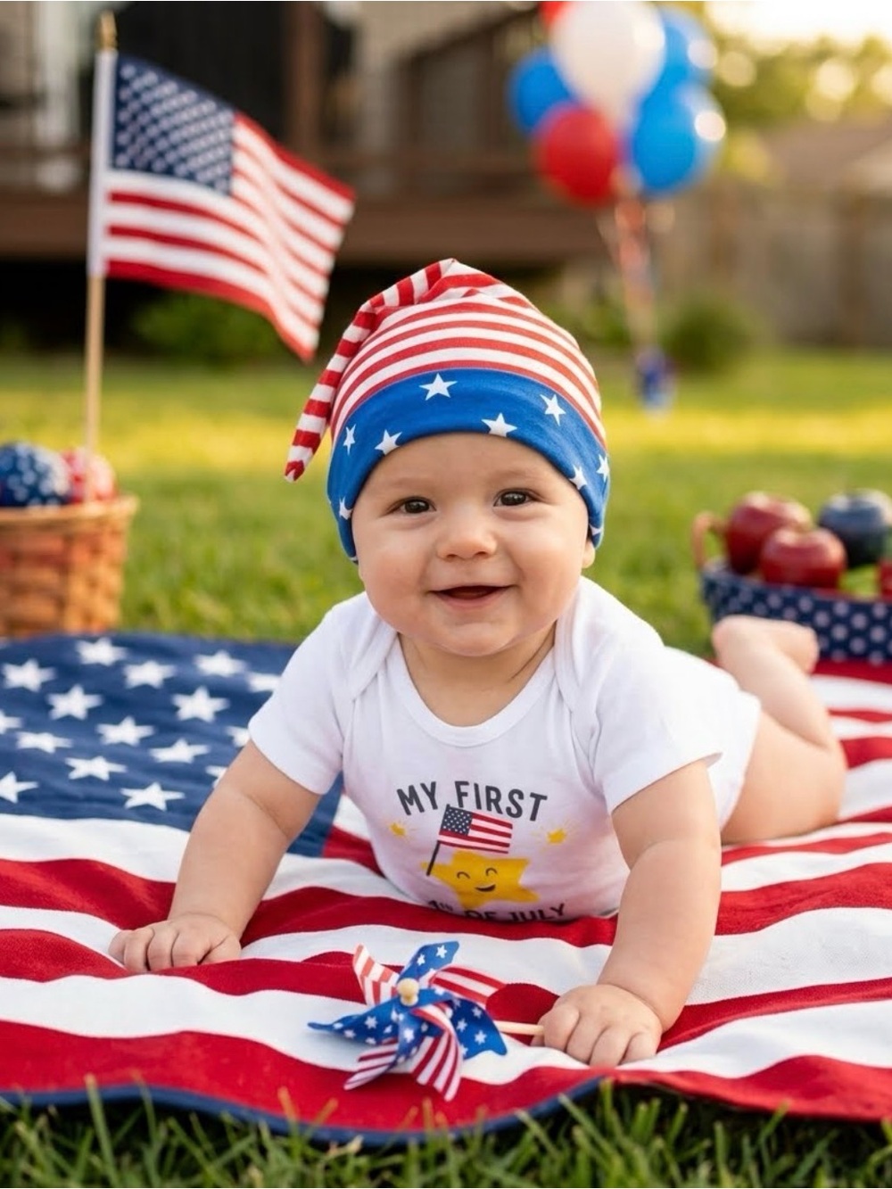 The Children's Place Red White Blue Stars Baby Matching Set